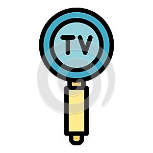 Search tv reportage icon color outline vector