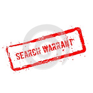 Search warrant red rubber stamp isolated on white. photo