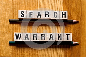 Search warrant words concept photo