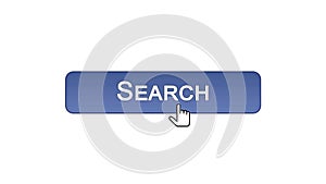 Search web interface button clicked with mouse cursor, violet color, monitoring