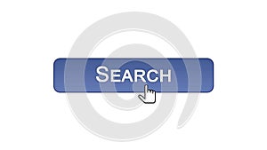 Search web interface button clicked with mouse cursor, violet color, monitoring