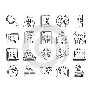 search web website internet icons set vector