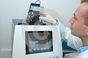 Searcher working in laboratory