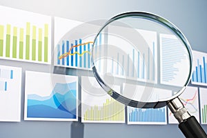 Searching and analyzing data with magnifying glass. Situation an