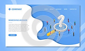 Searching answer concept for website template or landing homepage design with isometric style