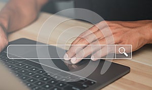 Searching Browsing Internet Data Information with blank search bar.