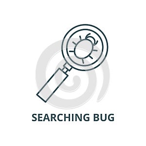 Searching bug vector line icon, linear concept, outline sign, symbol