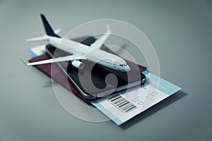 Searching buying and booking flights online with smartphone