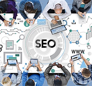 Searching Engine Optimizing SEO Browsing Concept photo