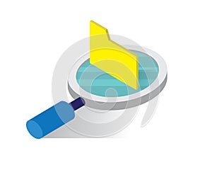 Searching in folder isometric icons concept,folder illustration vector, looking for file isometric