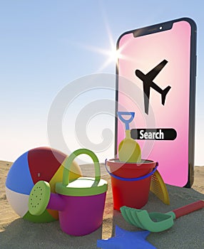 Searching for holidays concept 3d render