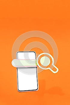 Searching information data on internet networking concept, on smart phone.