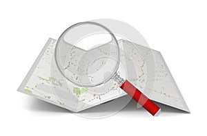 Searching map 3d illustration