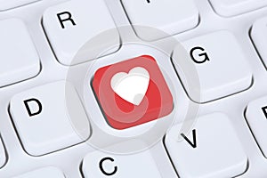 Searching partner and love online on internet dating computer