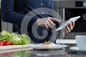 Searching for recipe on the tablet