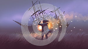 Searching the shipwreck with magic lantern