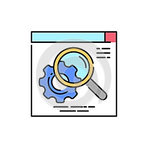 Searching solution color line icon. Pictogram for web page, mobile app