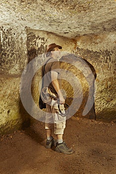 Searching of tabula smaragdina in abandoned cave sanctuary