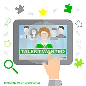 Searching talented employees. Searching professional employees. Choosing the perfect candidate for the job.