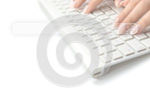 Searching web. Internet online search engine selective focus. Blured hand touching computer for data optimization