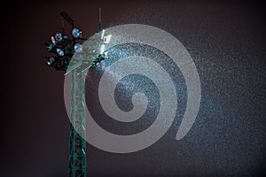 Searchlight and night snowfall