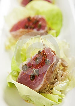 Seared Ahi Tuna in Lettuce Cup