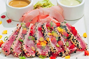 Seared Ahi Tuna with Sauces - horizontal