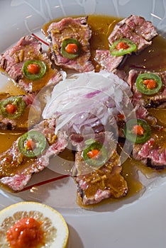 Seared beef tataki photo