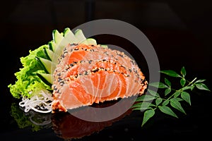 Seared salmon sashimi