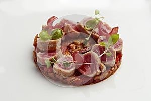 Seared tuna on vegetables