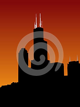 Sears tower at sunset