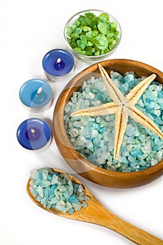 Seasalt and aromatic candles for spa photo