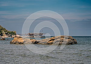 Seascape at Adriatic coast o trabocchi, the trabocco of Punta Cavalluccio photo