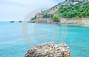 The seascape of Alanya with medieval wall