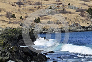 Seascape along a rugged shoreline