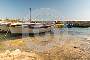 Seascape of Alyki at Paros island in Greece.