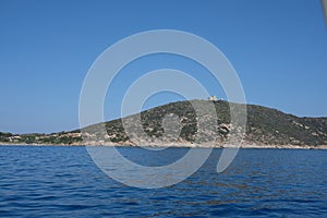 Seascape with astronomical observatory in the cabbage islands isola dei cavoli Cagliari Sardinia