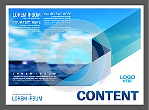 Seascape and blue sky presentation layout design template background for tourism travel business. illustration