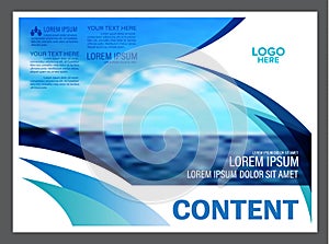 Seascape and blue sky presentation layout design template background for tourism travel business. illustration