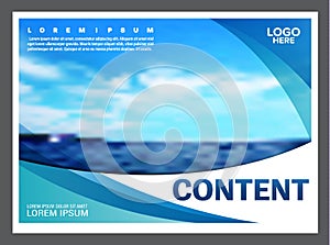 Seascape and blue sky presentation layout design template background for tourism travel business. illustration