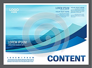 Seascape and blue sky presentation layout design template background for tourism travel business. illustration