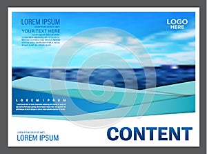 Seascape and blue sky presentation layout design template background for tourism travel business. illustration