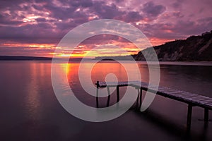 Seascape with bridge