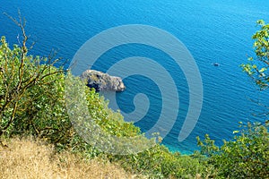 Seascape of cape Fiolent, Crimea, Ukraine in summer.