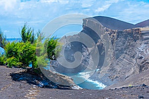 Seascape of Capelinhos volcano at Faial island, Azores, Portugal