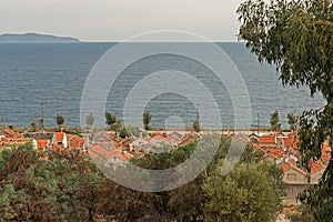 Seascape with cemetery. Ajaccio, Corsica island, France