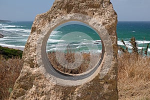 Seascape from circle frame Cerchio magico di Lu Bagnu - North Sardinia - ITALY photo