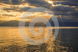 Seascape with clouds and reflections in Loutra Edipsou, Evia