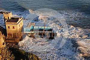 Seascape on the coast of Boccadasse in Genoa