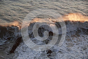 Seascape on the coast of Boccadasse in Genoa